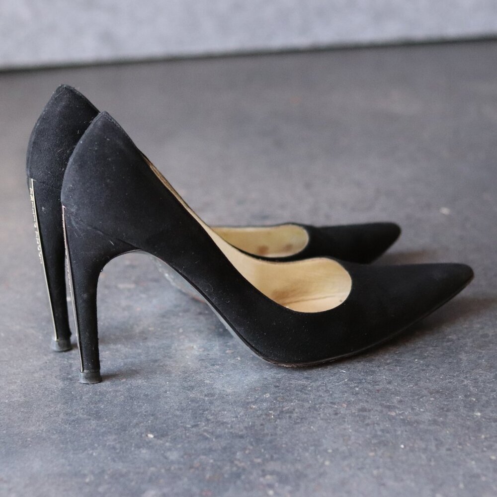EMILIO PUCCI Vintage Black Suede Stilleto Heels 7.5